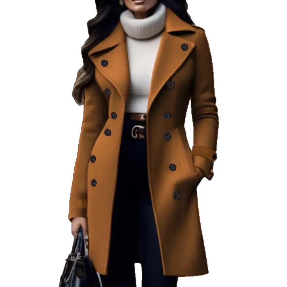 Long Tailored Double Button Wool Coat