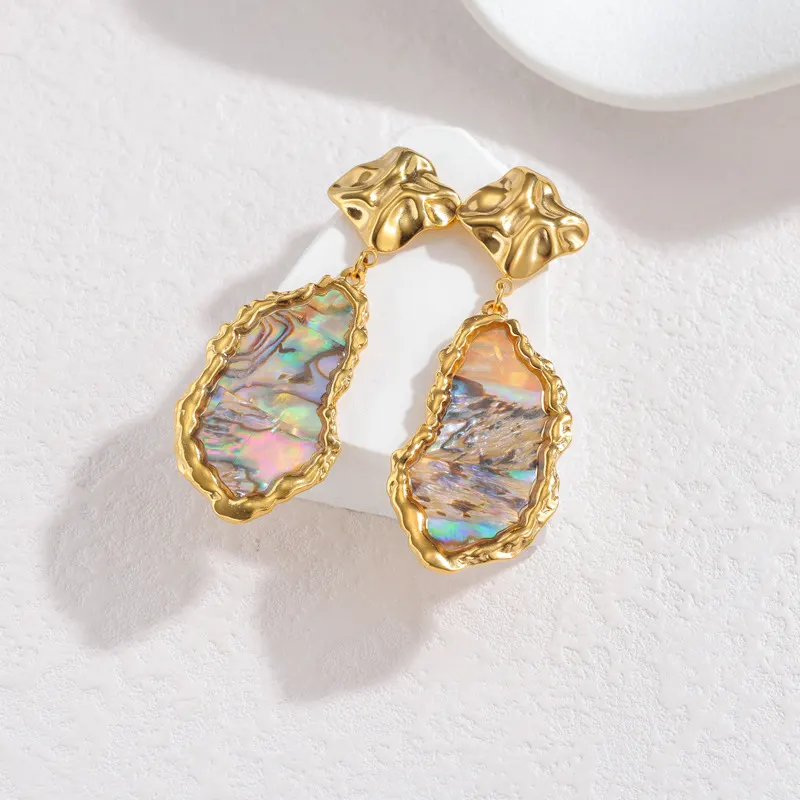 18K Gold Pleated Geometric Earrings