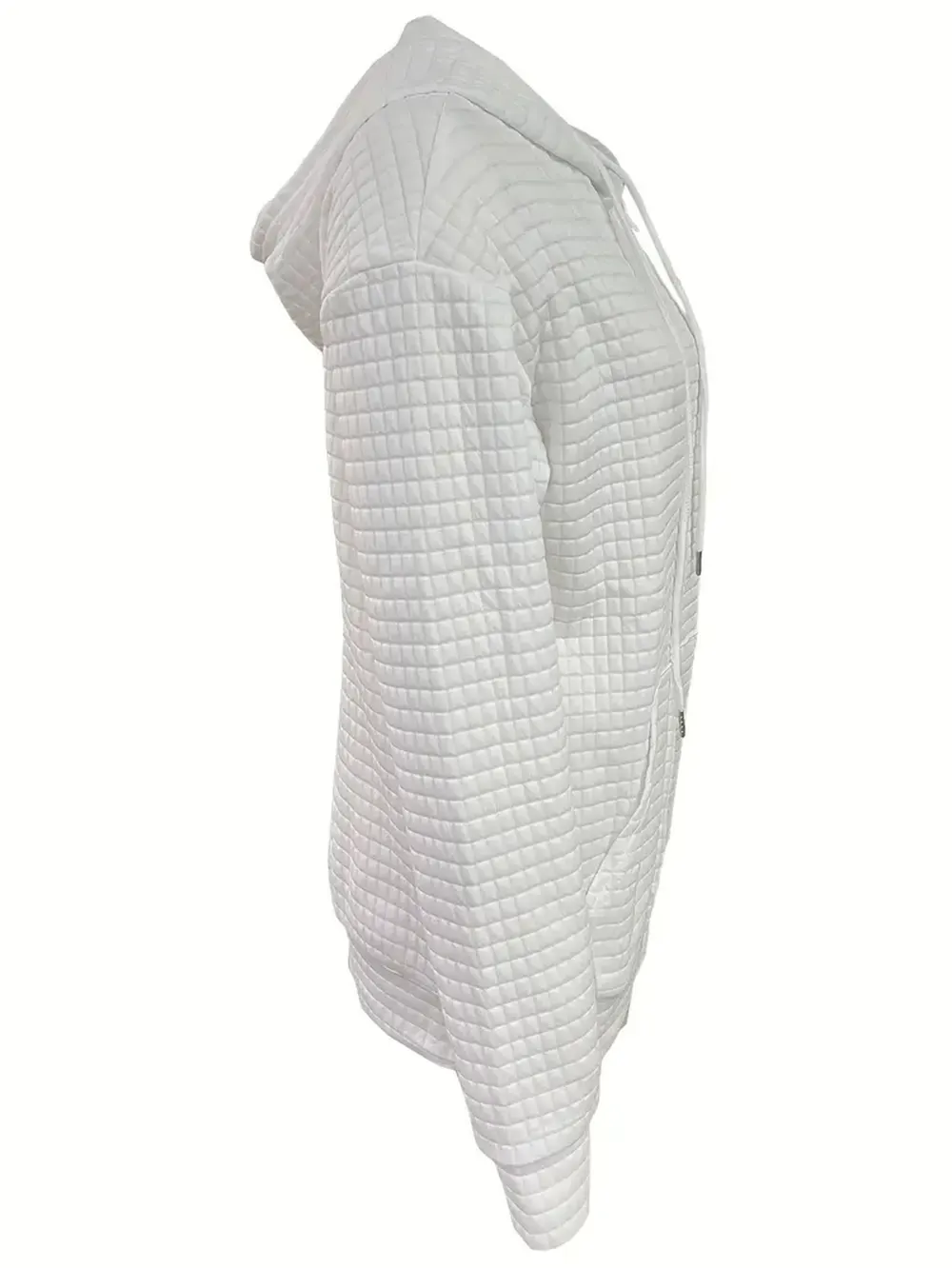 Waffle Knit Drop-Shoulder Sweatshirt Jacket