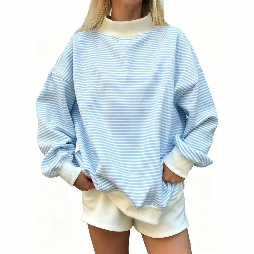 Striped Long-Sleeve Loose Sweatshirt
