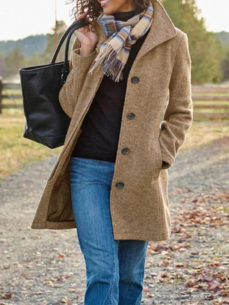 Mid-Length Thick Woolen Coat