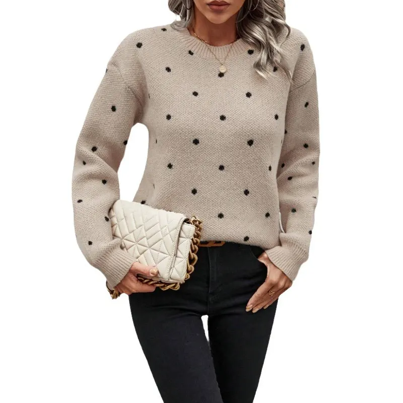 Polka Dot Jacquard Pullover Sweater