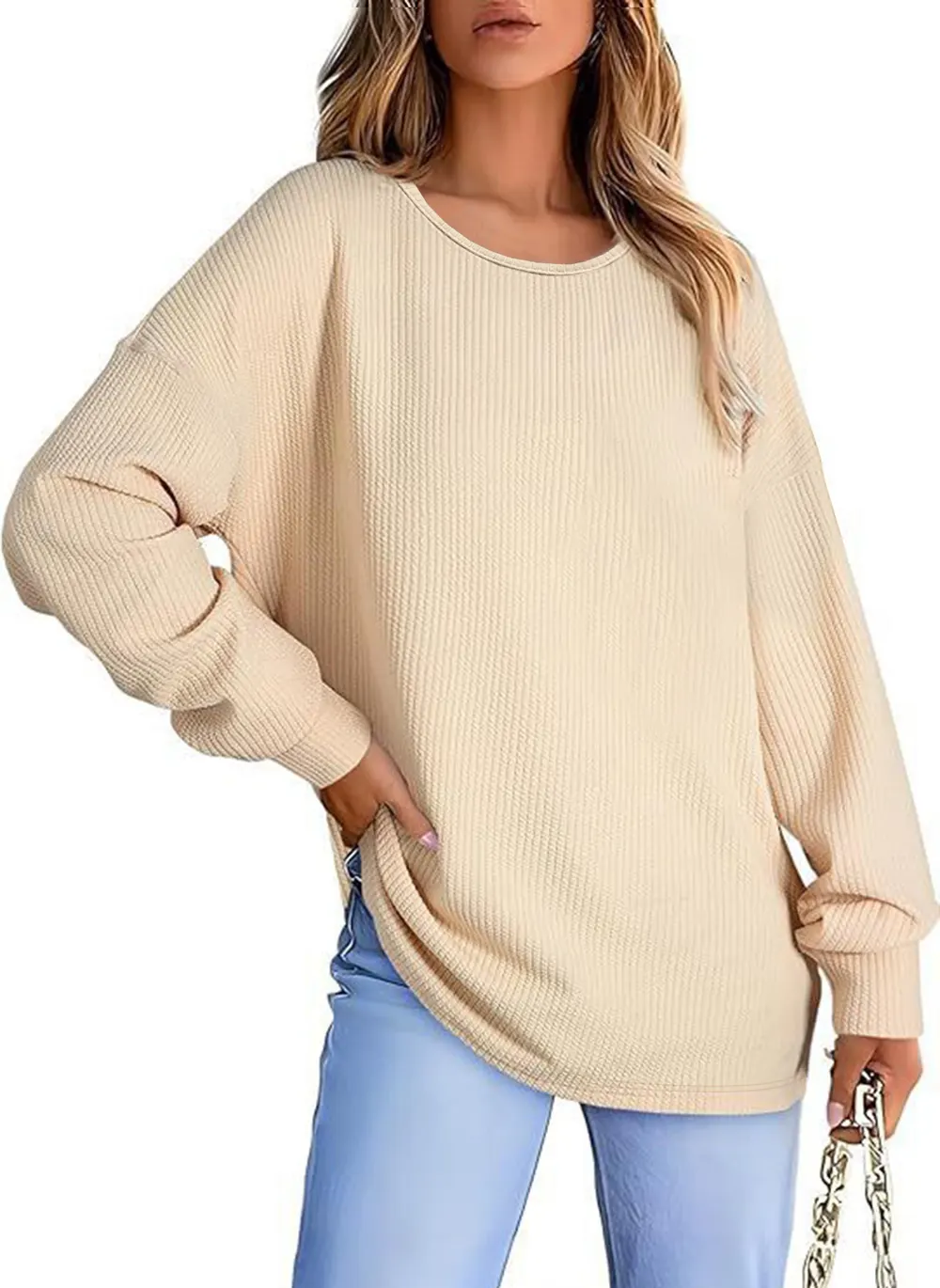 Round Neck Long Sleeve Knit Sweater