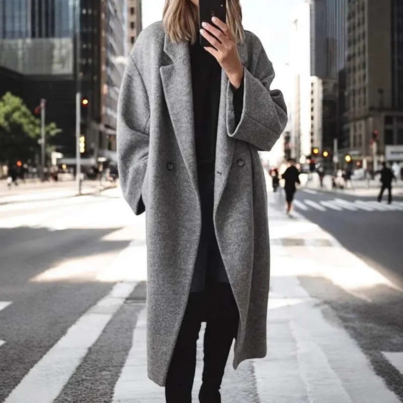 Longline Long-Sleeved Wool Coat