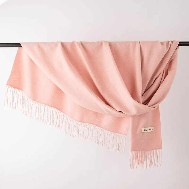 Tassel-Trimmed Core-Spun Yarn Scarf