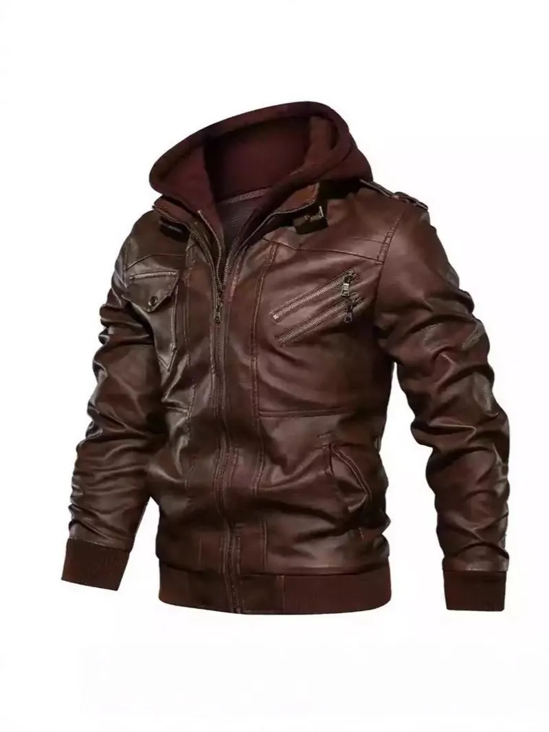Hooded Faux Leather Jacket