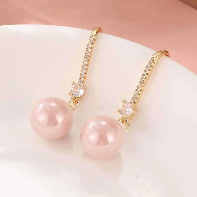 Blush Pearl Crystal Drop Earrings