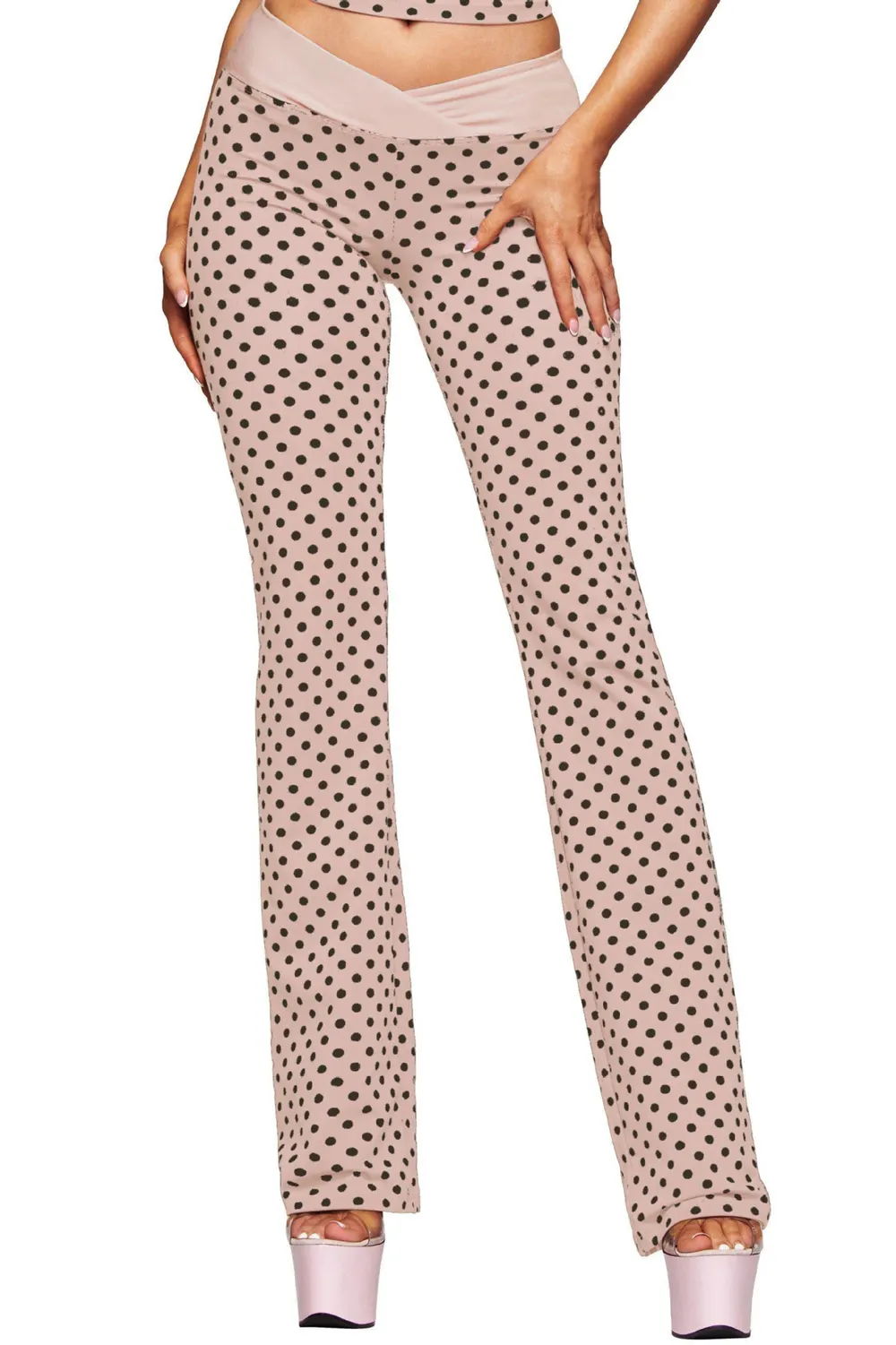 Polka Dot Halter Bell-Bottom Yoga Set