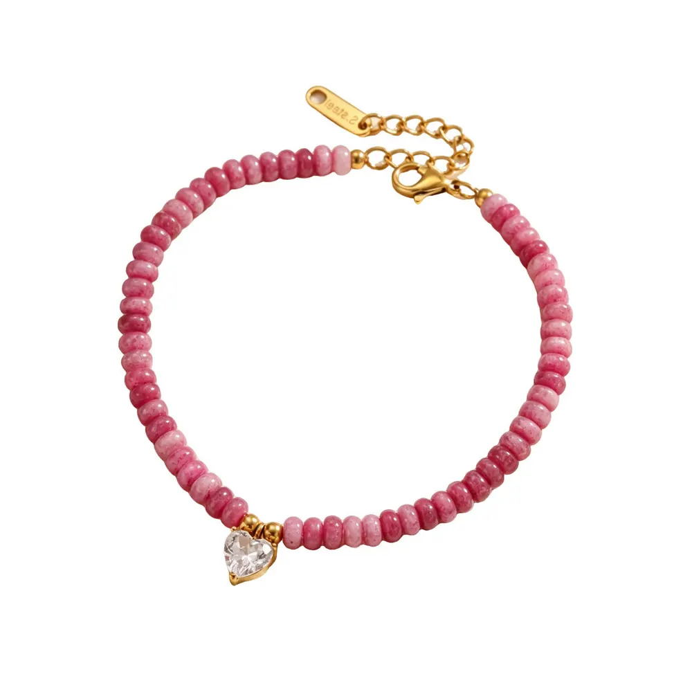 Blush Bead Heart Cubic Zirconia Choker