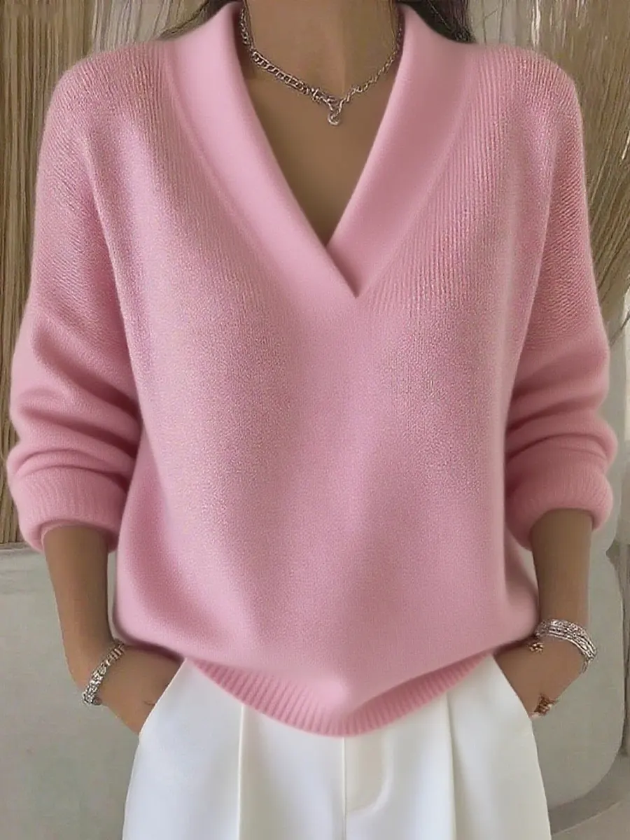 Loose Knit V-Neck Sweater