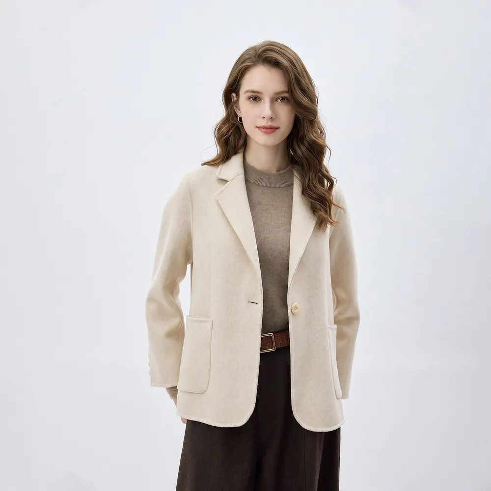 Short Double-Breasted Wool Coat