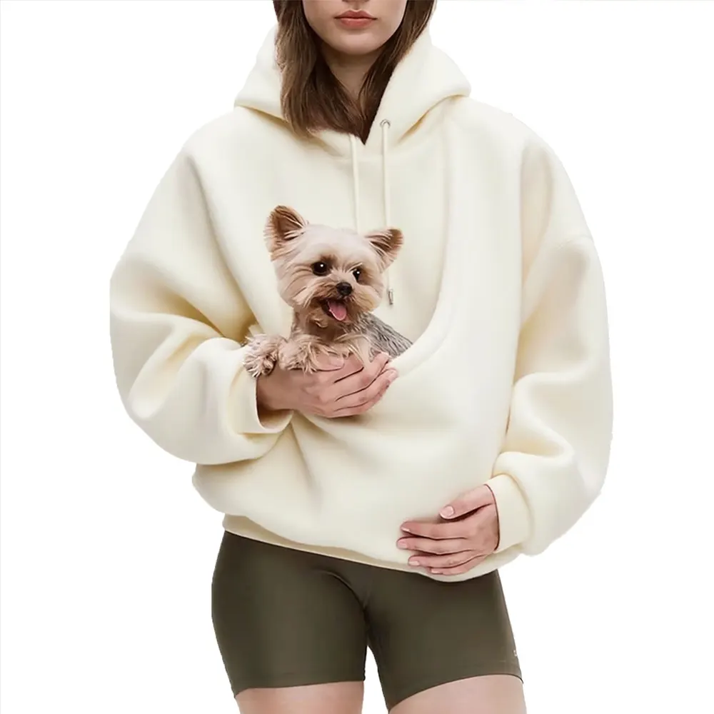 Hooded Plush Pocket Pullover Sweatshirt