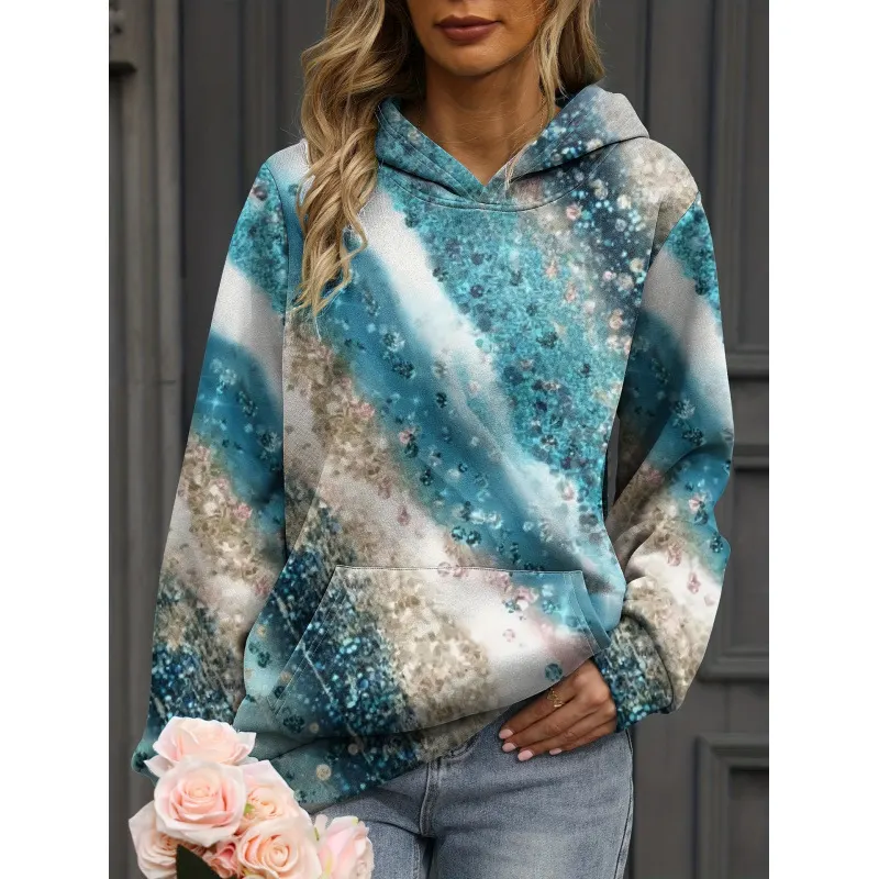 Retro 3D Print Loose Hoodie