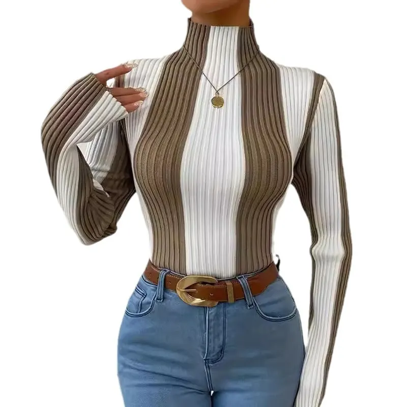 Monochrome Vertical Stripe Knit Top