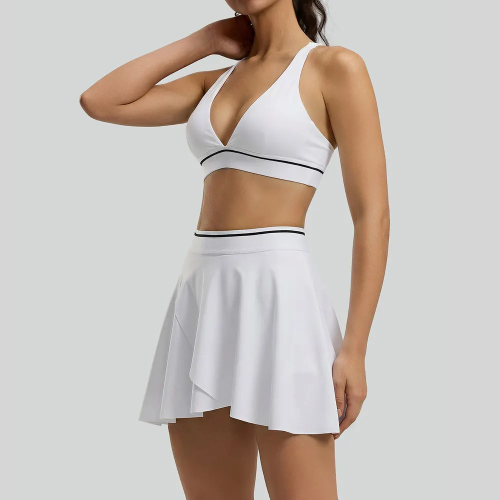 Color-Block Stripe Sports Bra Set