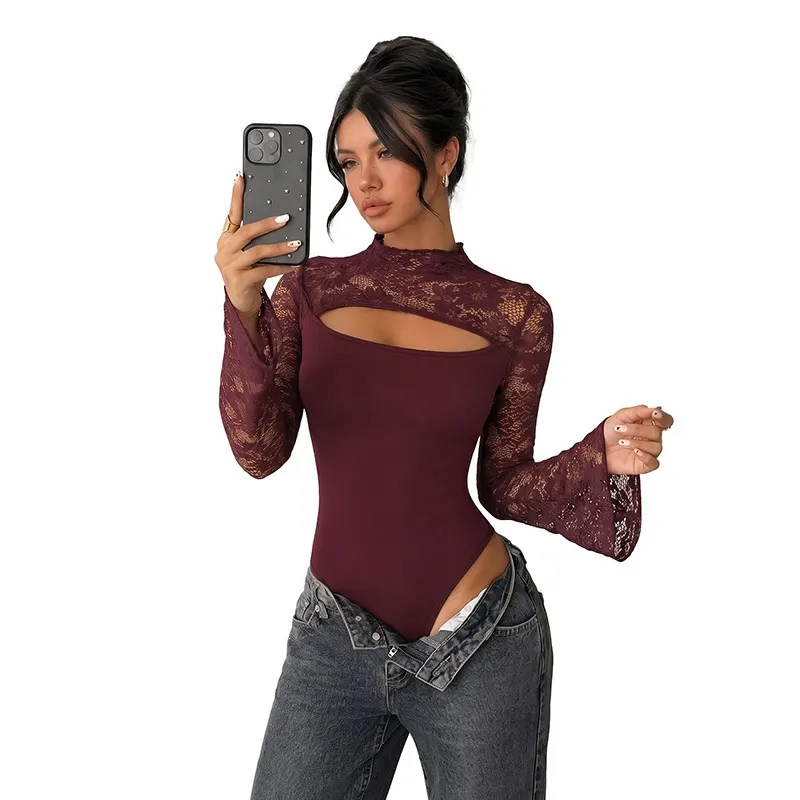 Long-Sleeve Lace Bodysuit