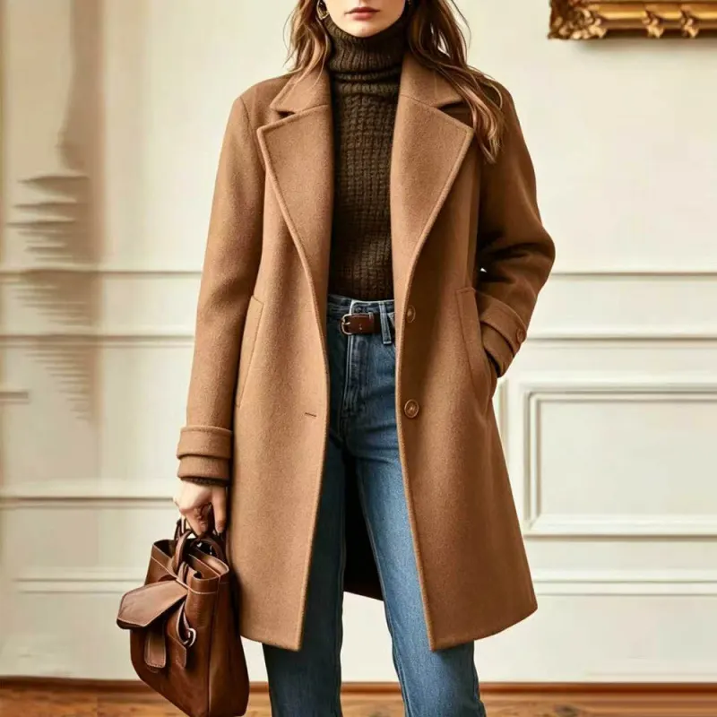 Retro Mid-Length Lapel Woolen Coat