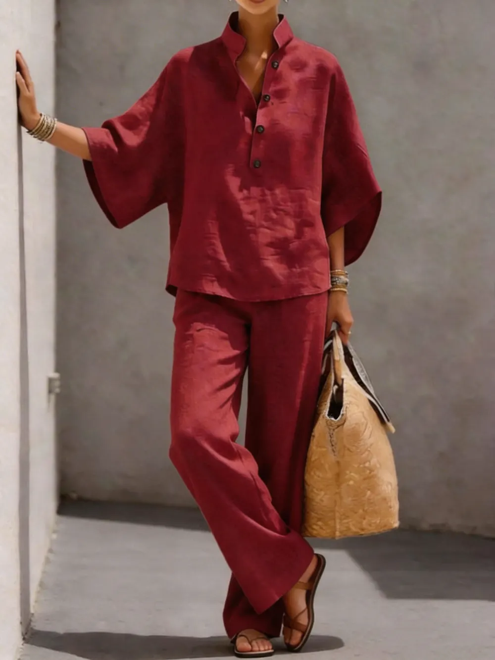 Cotton Linen Shirt and Pants Set