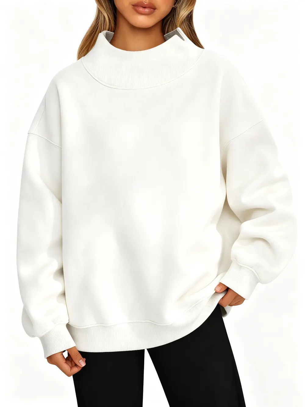 Thick Fleece Mock Neck Sweatshirt