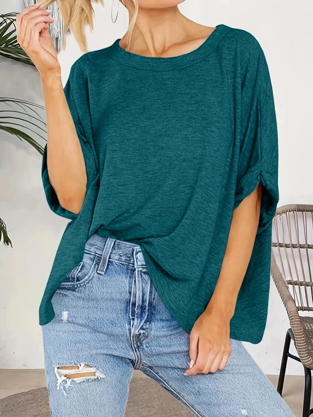 Loose Round Neck T-Shirt for Women