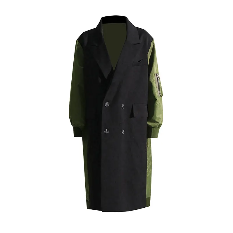 Long Spliced Bomber Trench Coat