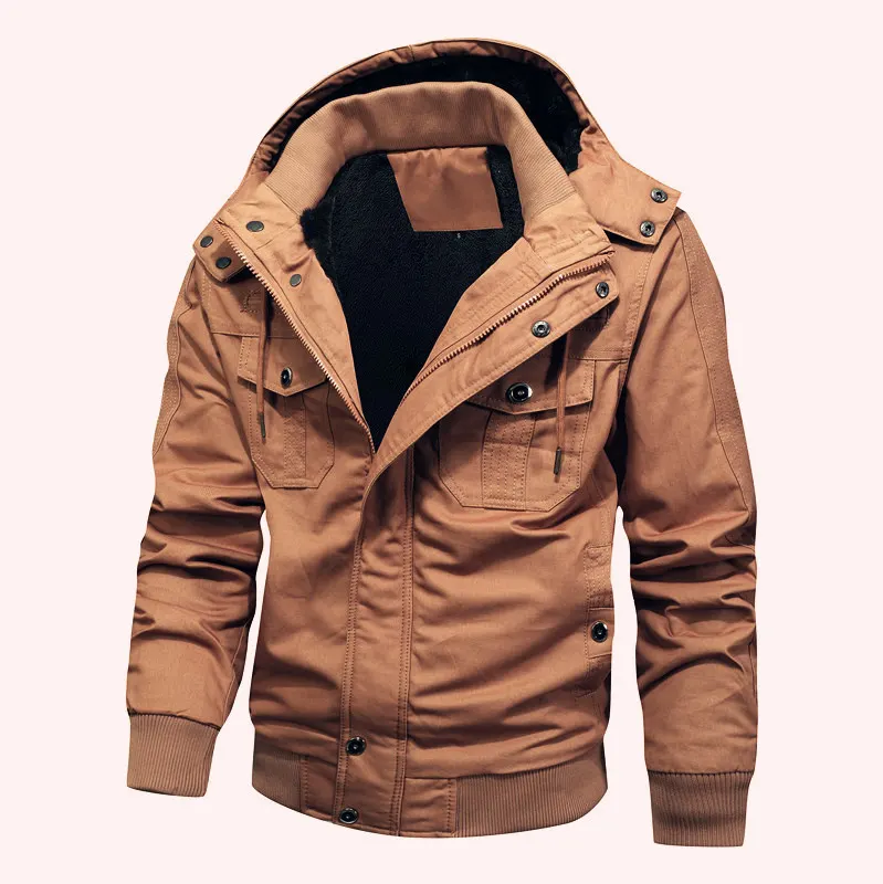 Fleece-Lined Hooded Utility Jacket