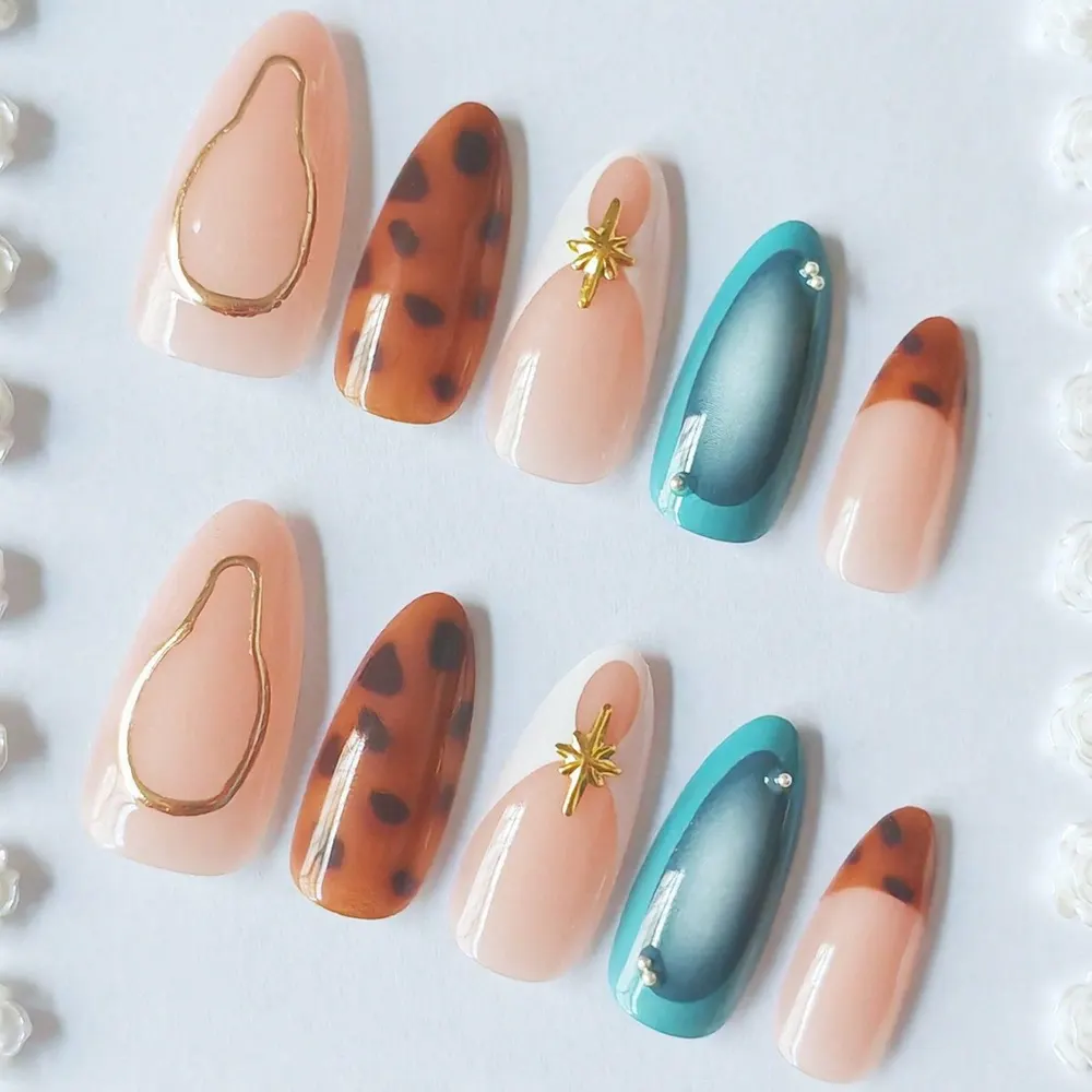 Leopard Blush French Removable Nail Art