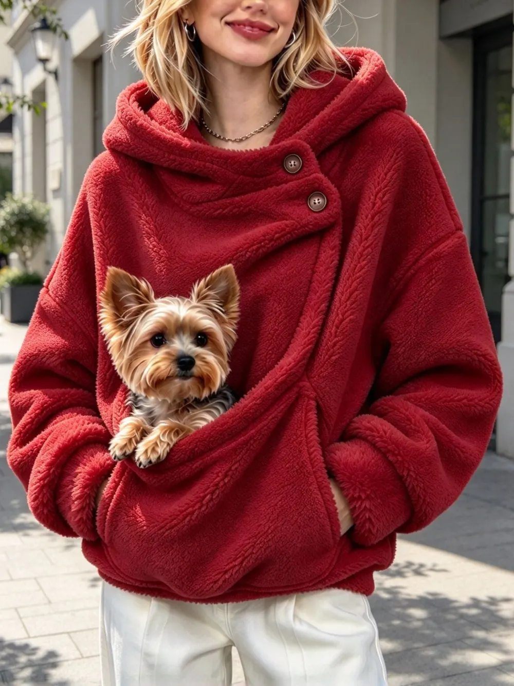 Hooded Plush Pocket Pullover