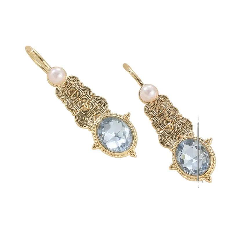 Pearl Filigree Crystal Drop Earrings