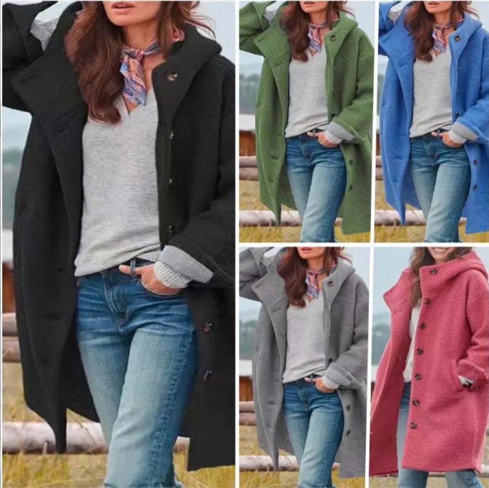 Longline Hooded Wool Coat