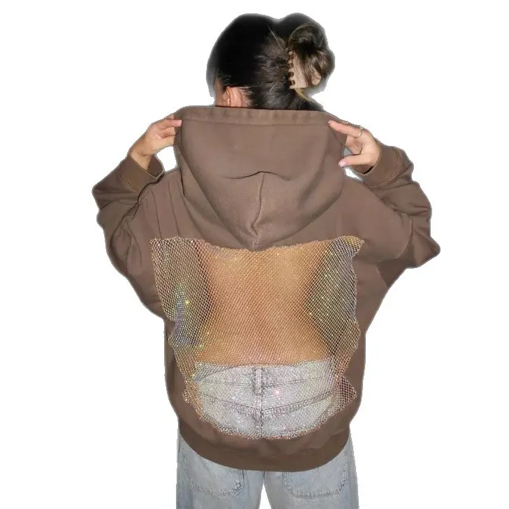 Backless Cut-Out Mesh Hoodie