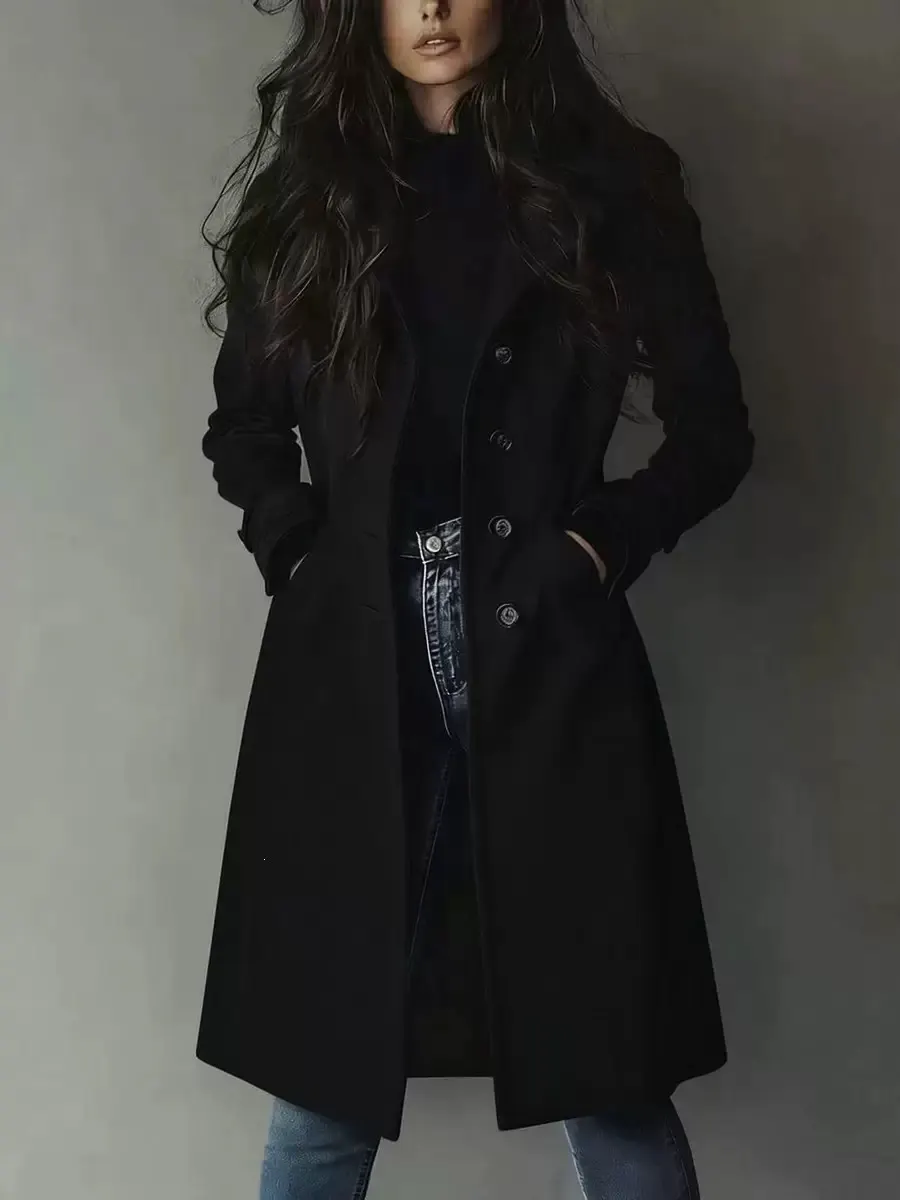 Longline Waist-Cinching Lapel Coat