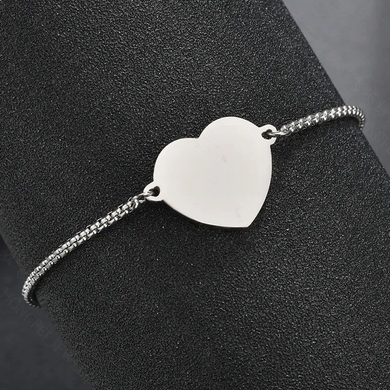 Heart Charm Adjustable Stainless Steel Bracelet