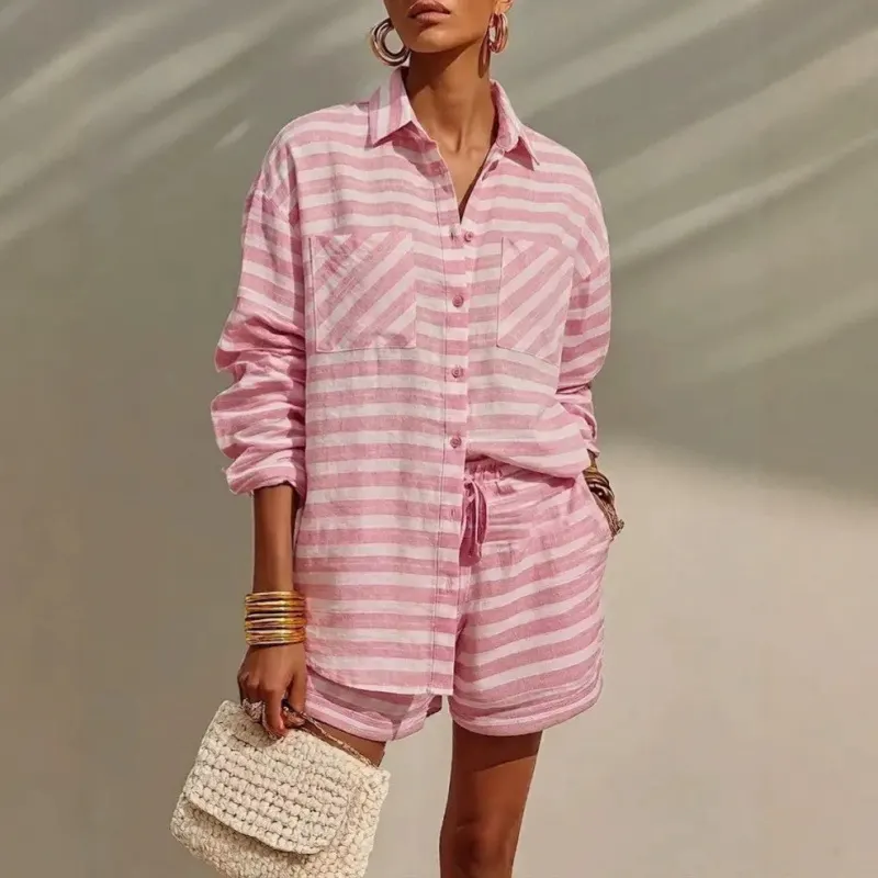 Casual Short Shirt Two-Piece Set