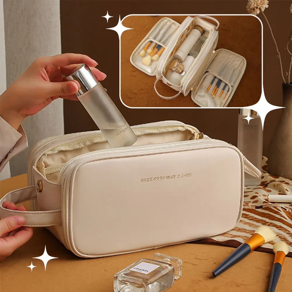 Three-Layer Zip Cosmetic Bag