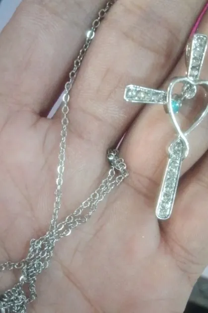 Gold-Plated Cross Crystal Pendant Necklace