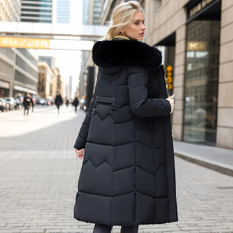 Fur-Collar Long Padded Winter Coat