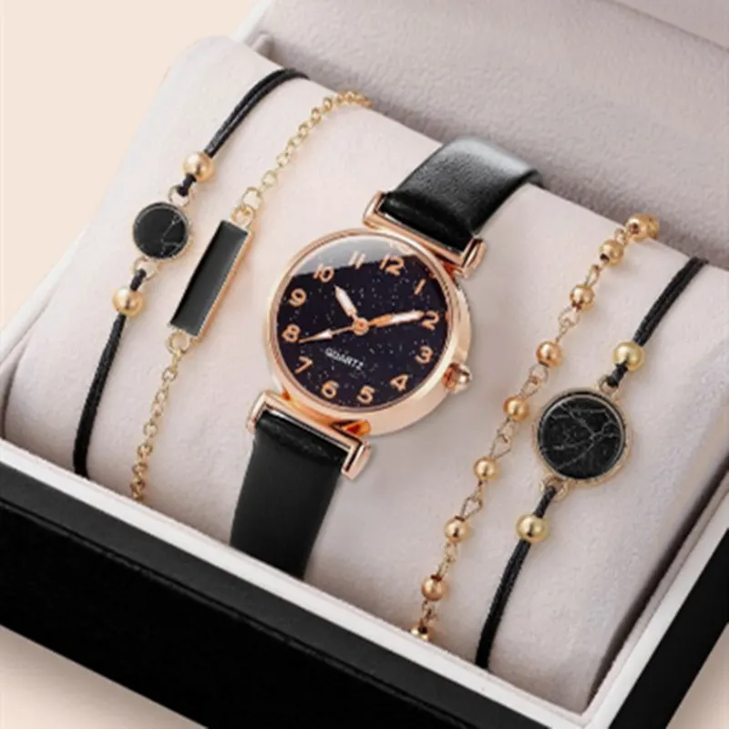 Round Dial Watch and Bracelet Set