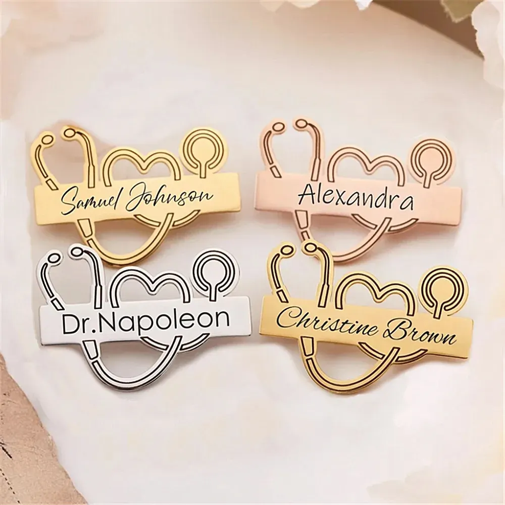 Stainless Steel Stethoscope Brooch