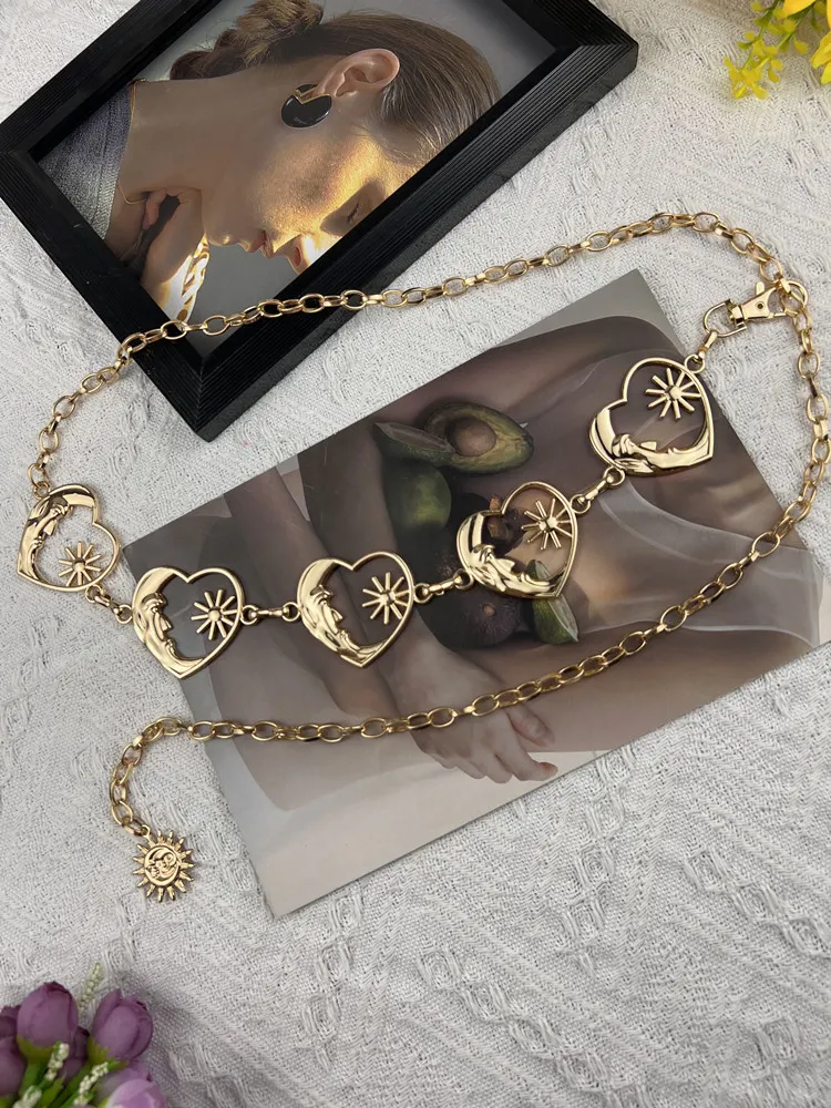 Heart-Shaped Moon Metal Waist Chain