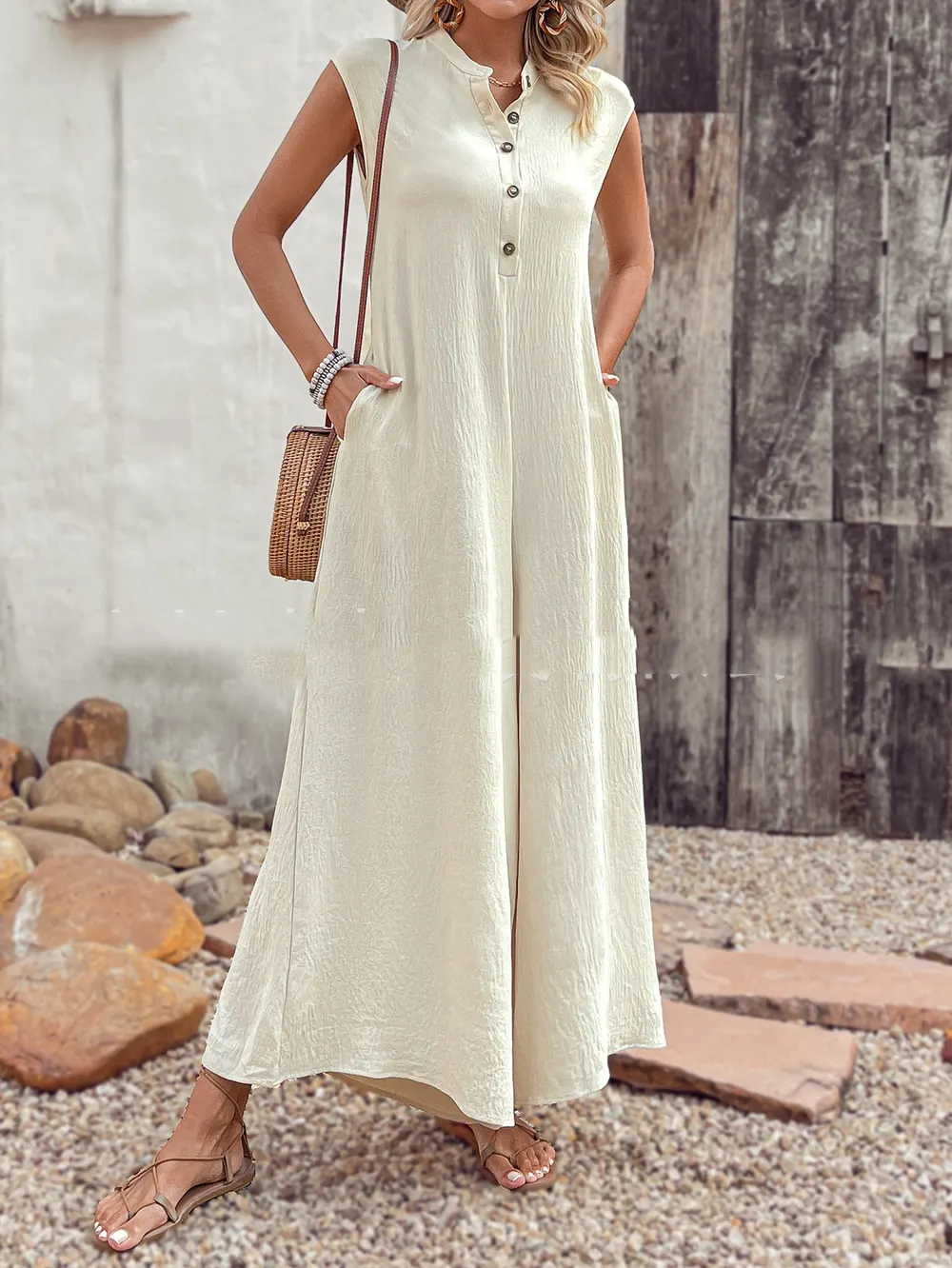Sleeveless Apricot Jumpsuit