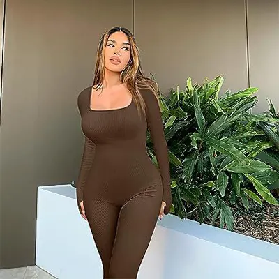 Long Sleeve Square Neck Jumpsuit