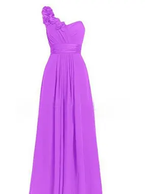 Asymmetric Neck Chiffon Maxi Dress