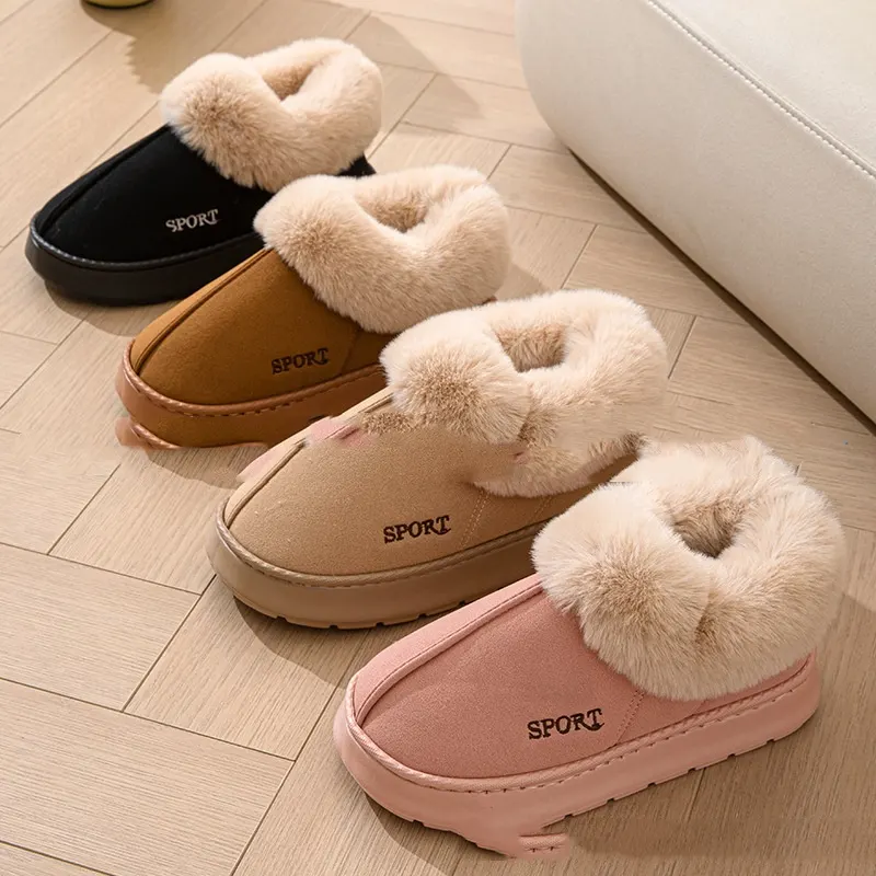 Faux Fur Lined Suede Slippers