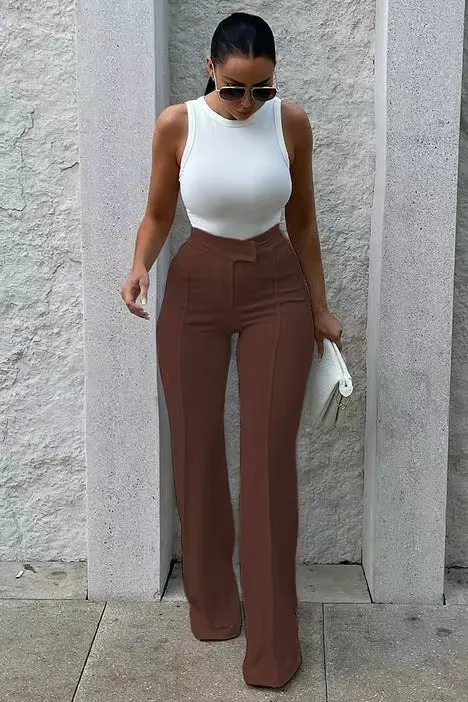 Slim Straight-Leg Buckle Trousers