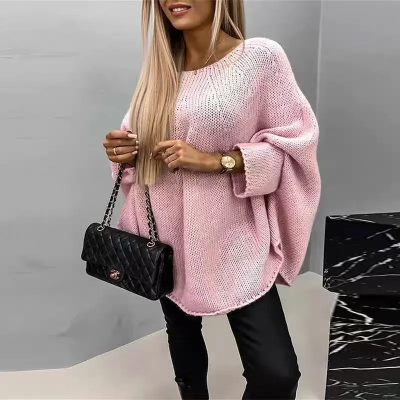 Batwing Sleeve Shawl Knit Pullover