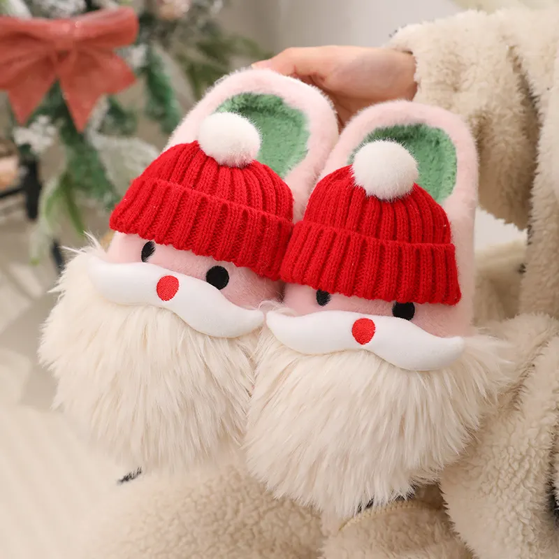 Festive Plush Santa House Slippers