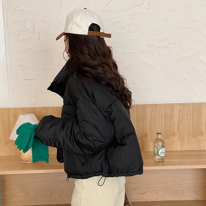 Stand Collar Cropped Padded Coat