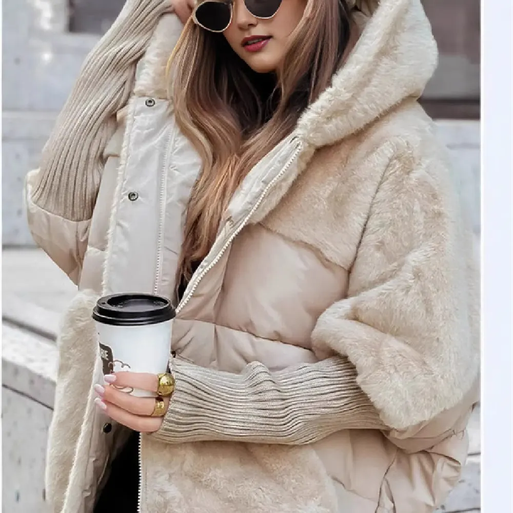 Faux Fur Patchwork Hooded Coat