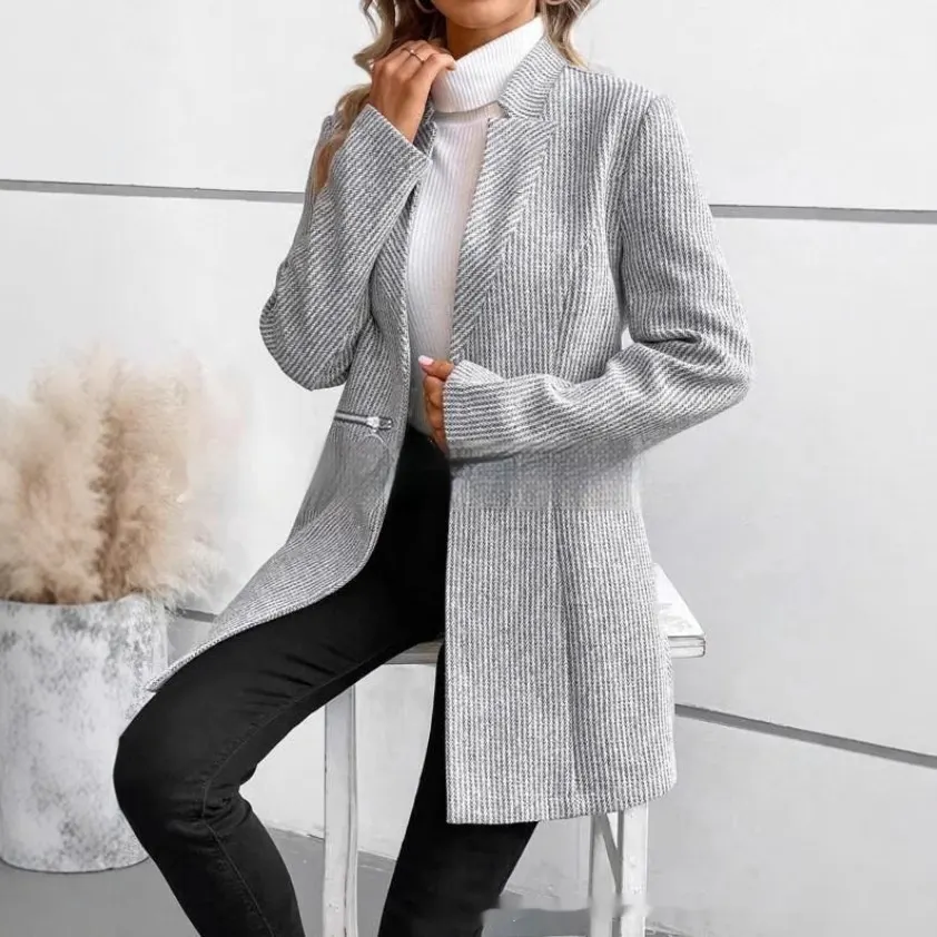 Light Gray Zip-Front Loose Jacket